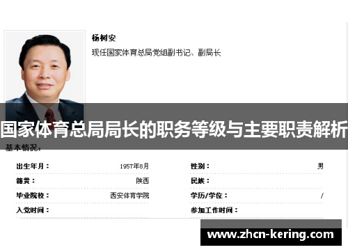 国家体育总局局长的职务等级与主要职责解析